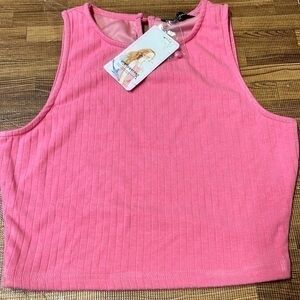 Pretty Garden Women Sleeveless Tank Cropped Midriff Pink Size S